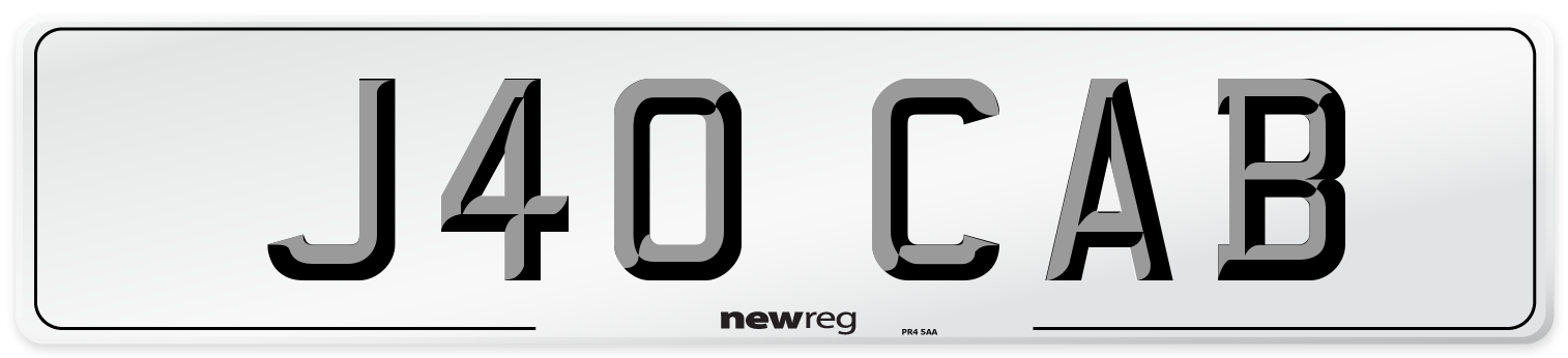 J40 CAB Number Plate from New Reg